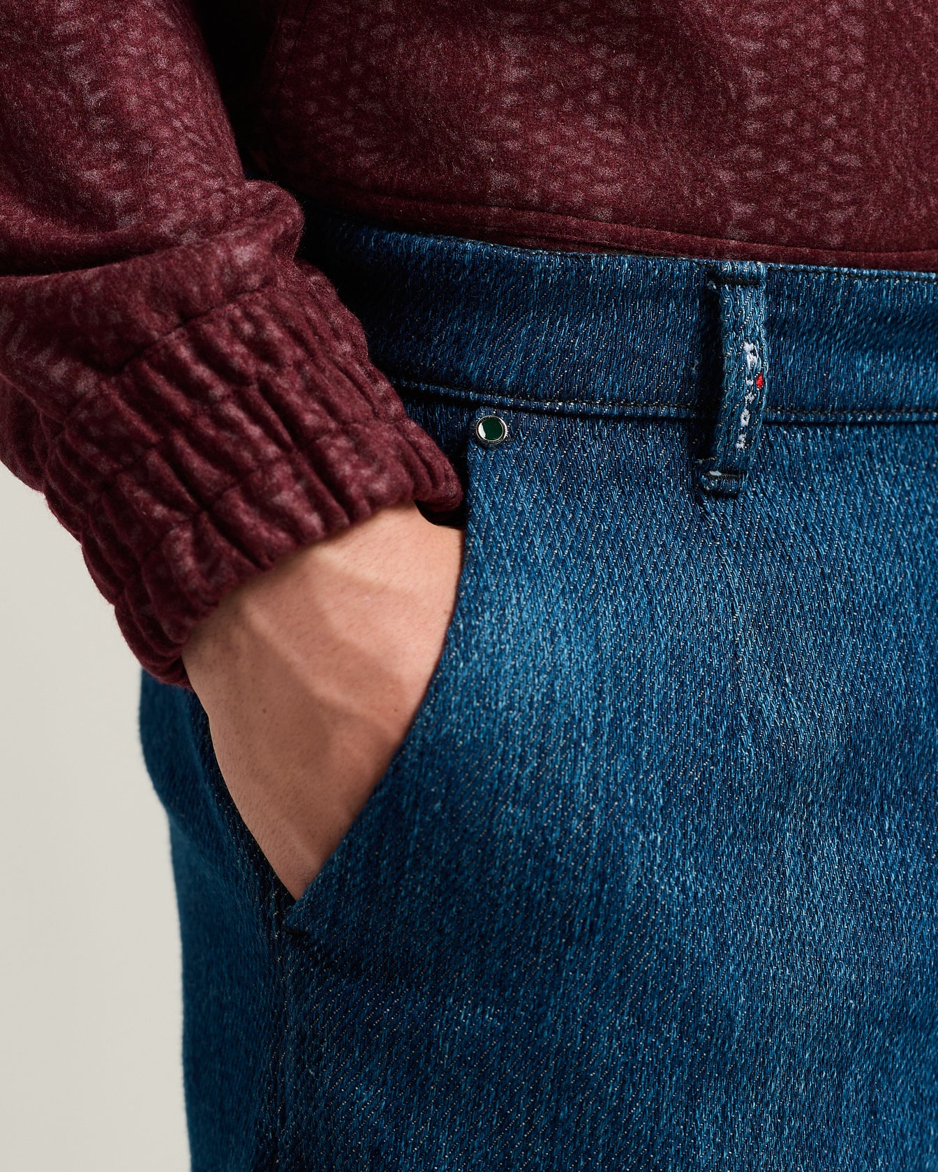 men's blue stretch cotton denim trousers