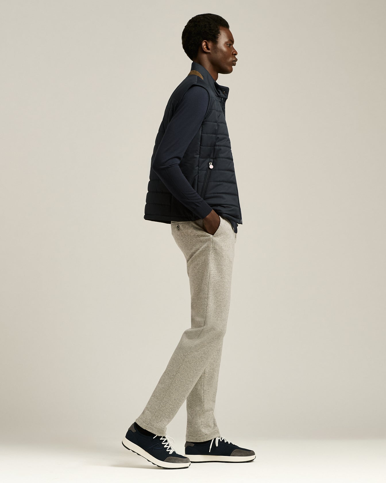 BLUE COTTON-KNIT SNEAKERS WITH CALFSKIN SUEDE