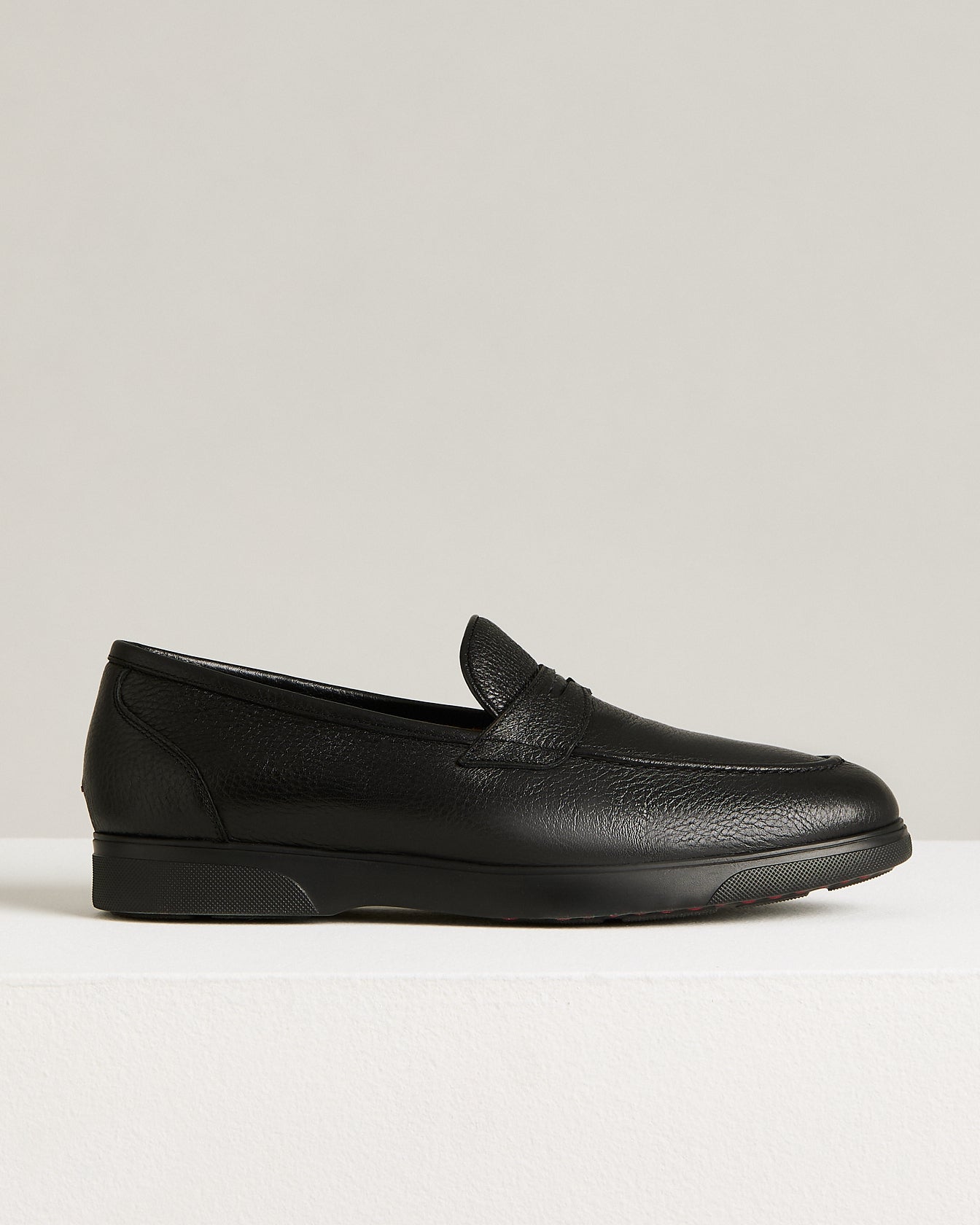 men’s black deerskin loafers with rubber sole