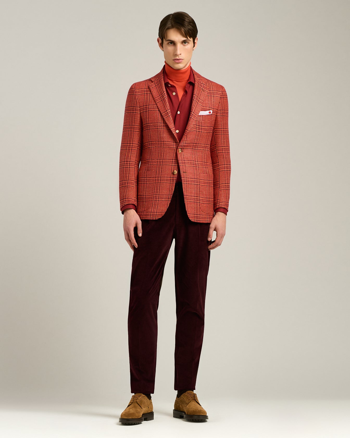 men's camel suede calfskin brogued derby