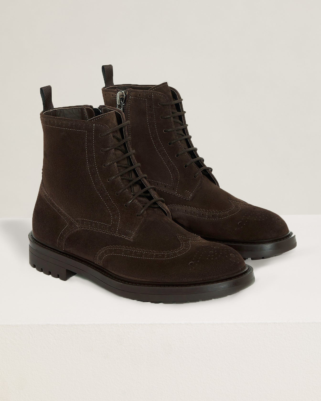 men's brown suede brogue boot side zip