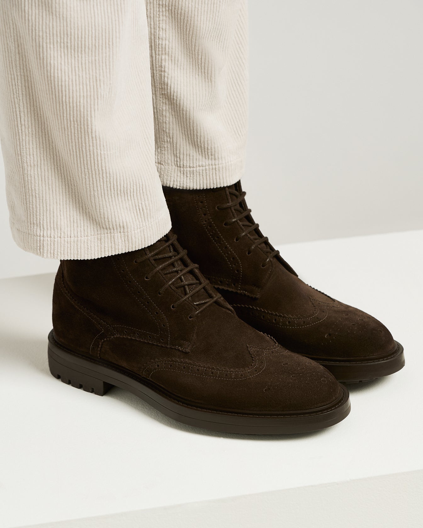 men's brown suede brogue boot side zip