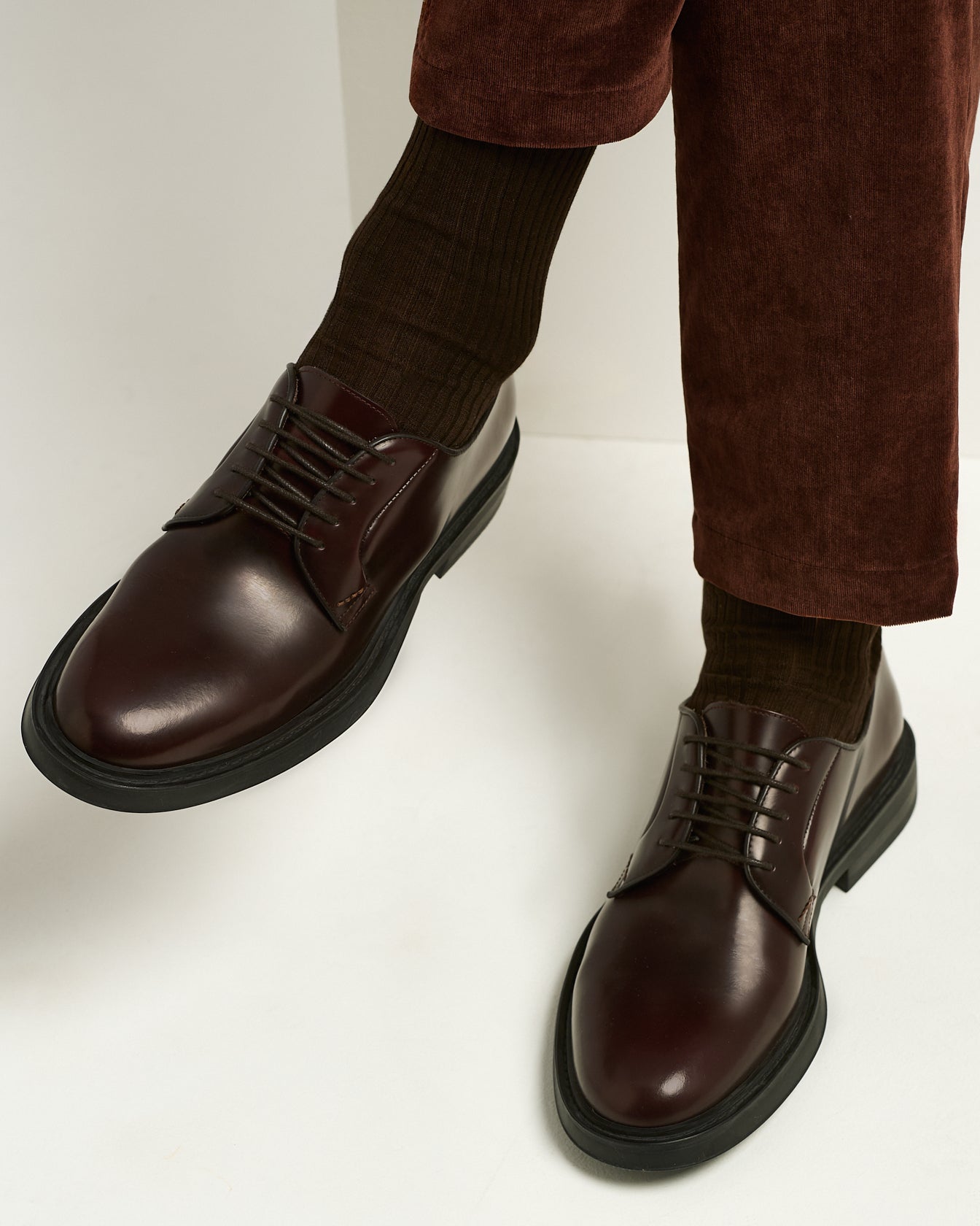 men's bordeaux smooth calfskin derby rubber sole