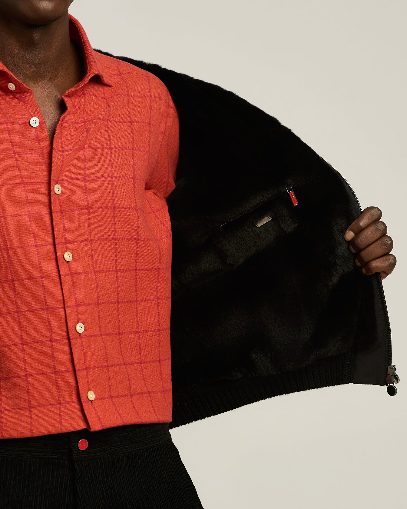 BLACK HOODED JACKET LINED WITH WEASEL FUR