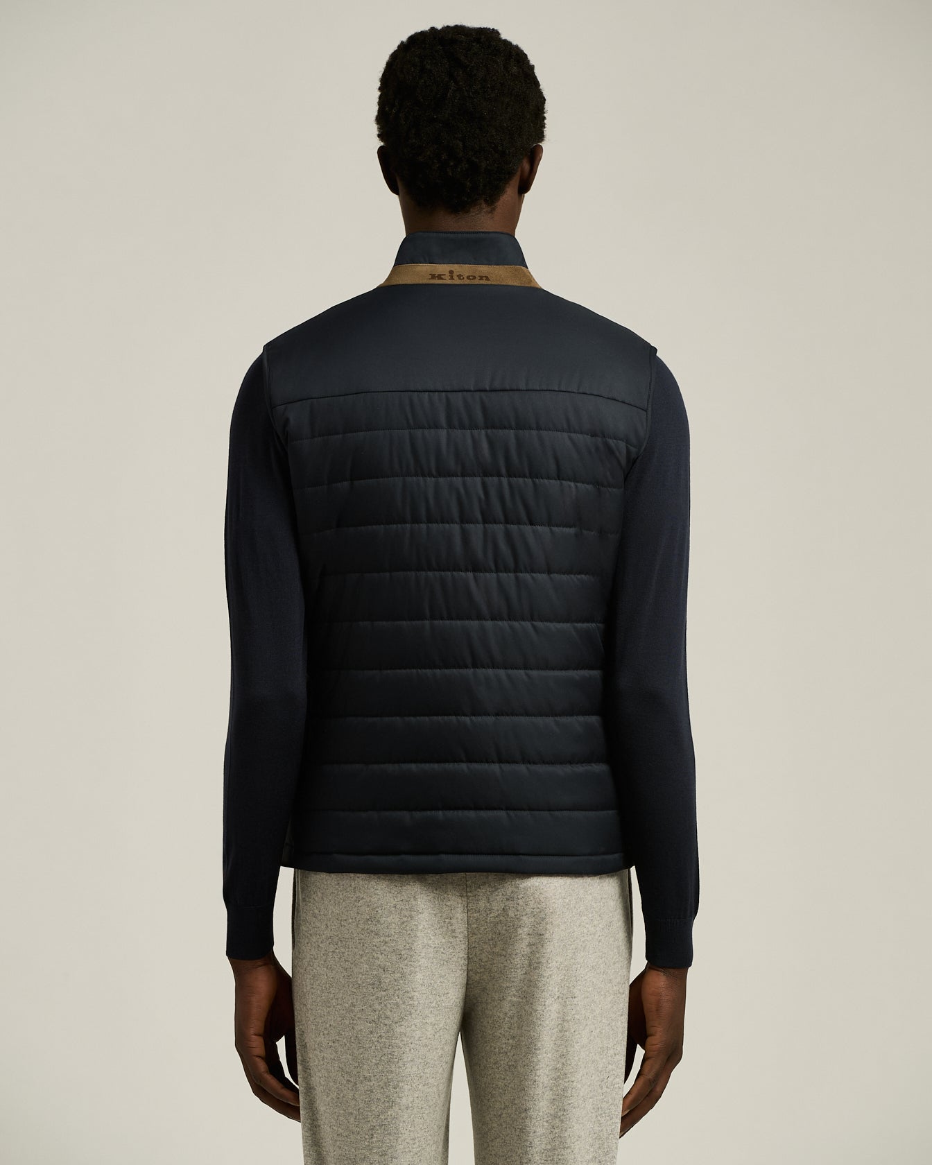 PADDED GILET IN NAVY TECHNICAL FABRIC