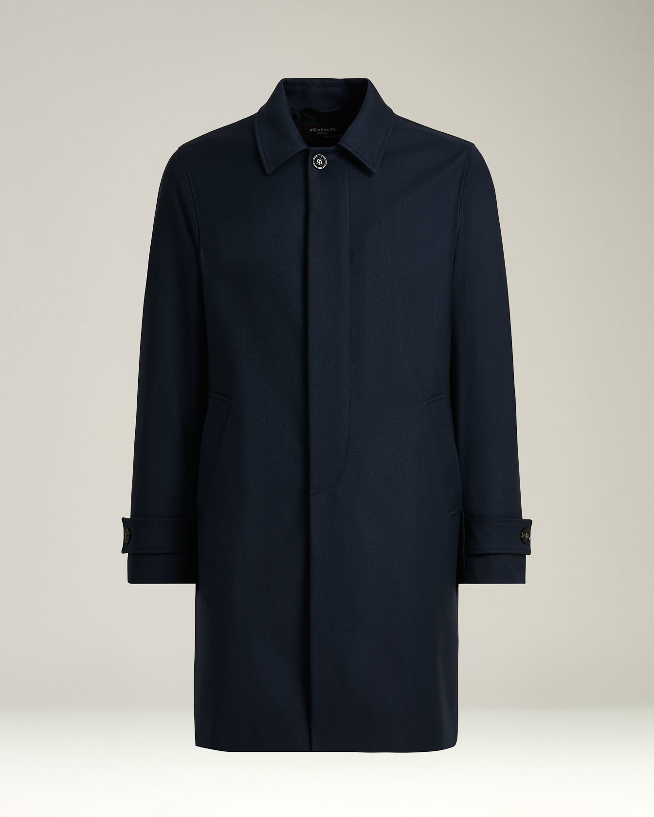 men’s overcoat in navy wool and cashmere blend